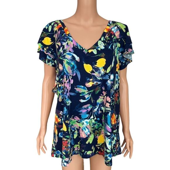 Zac And Rachel Floral Textured Rib Knit top/blouse size 3X NWT. - Picture 4 of 12